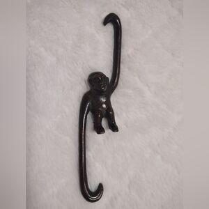 Vintage Brass Hanging Monkey Hook Hanger Mid Century 6"